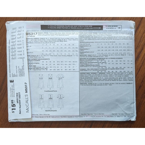 UNCUT McCall's Easy Pattern 5317 Dress Size 14-20 - Picture 2 of 2